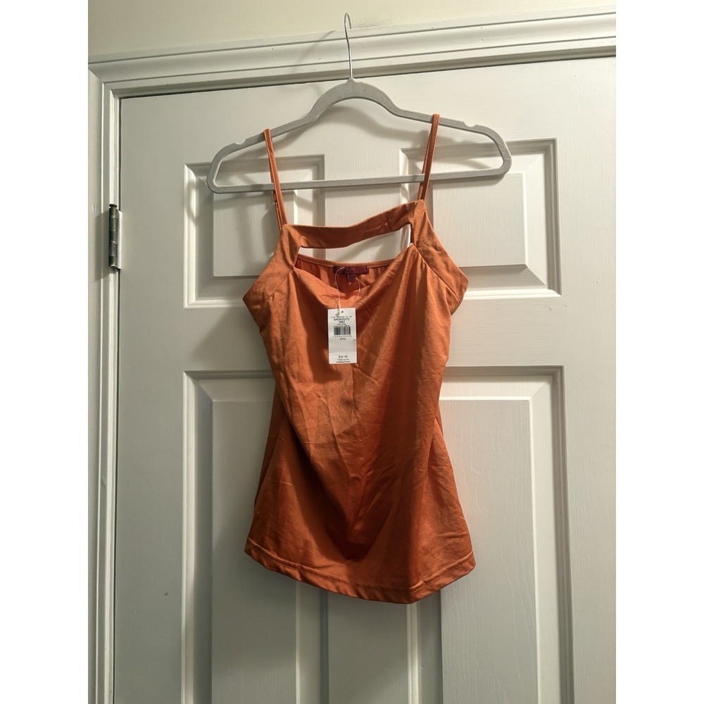 NWT Buckle Red BKE Orange Tank Large Spaghetti Strap Peep Hole New